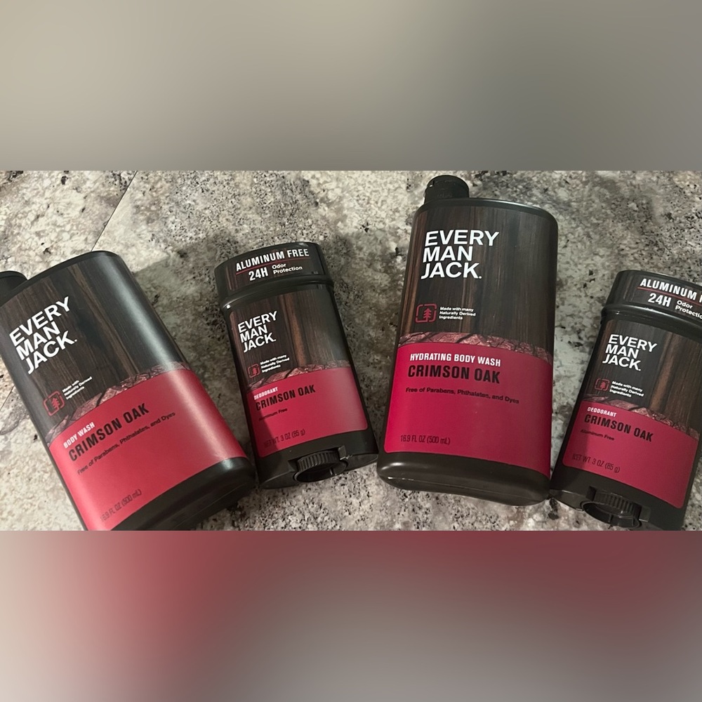 Every Man Jack Crimson Oak Bundle of 2 Body Washes & 2 Deodorants All New!